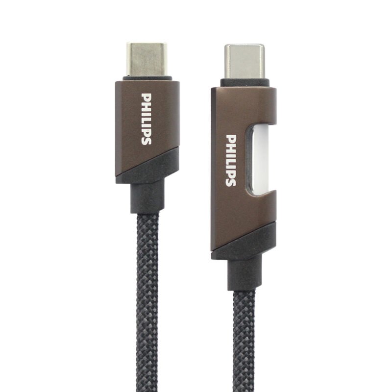 cable philips tipo c 3.2 a tipo c 60ws 1 mt con luz led trenzado black — vista 4