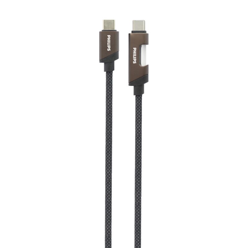 cable philips tipo c 3.2 a tipo c 60ws 1 mt con luz led trenzado black — vista 5