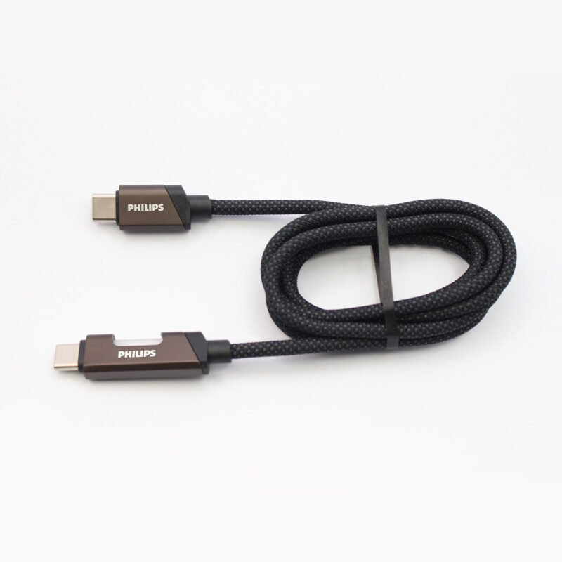 cable philips tipo c 3.2 a tipo c 60ws 1 mt con luz led trenzado black — vista 7