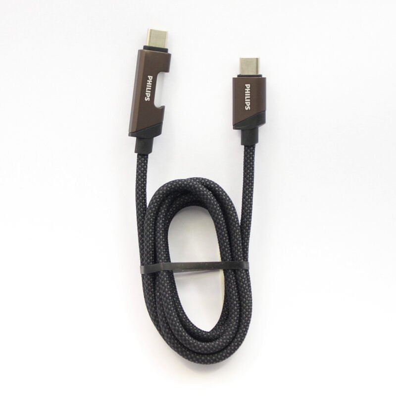 cable philips tipo c 3.2 a tipo c 60ws 1 mt con luz led trenzado black — vista 6
