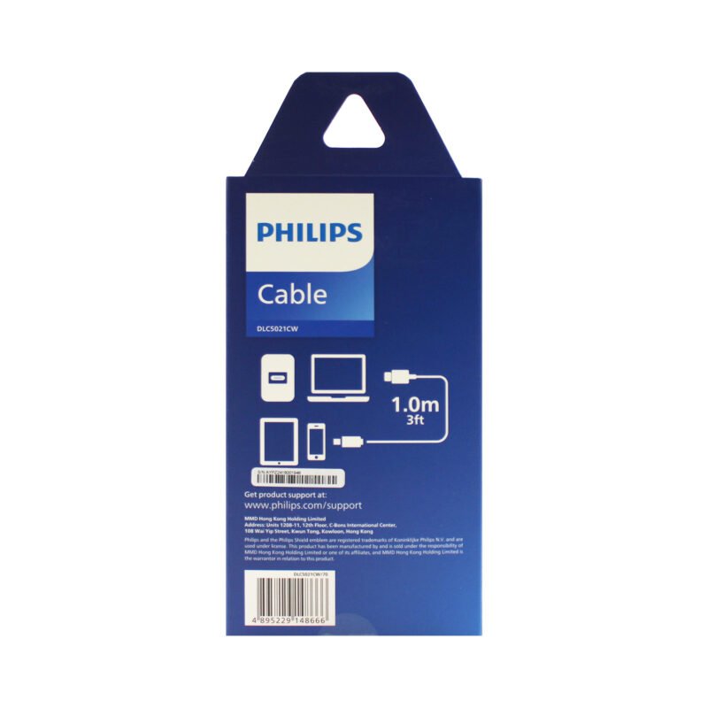 cable philips tipo c 3.2 a tipo c 60ws 1 mt con luz led trenzado white — vista 6