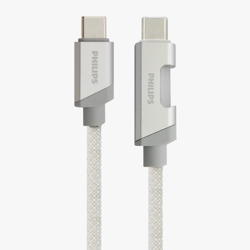 cable philips tipo c 3.2 a tipo c 60ws 1 mt con luz led trenzado white — vista 7