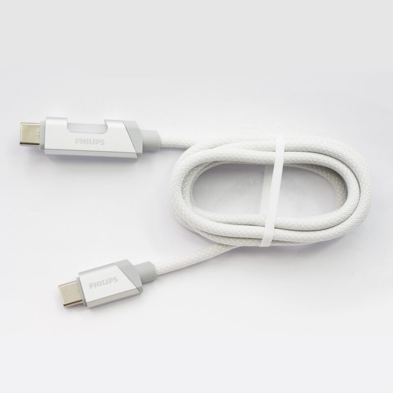 cable philips tipo c 3.2 a tipo c 60ws 1 mt con luz led trenzado white — vista 2