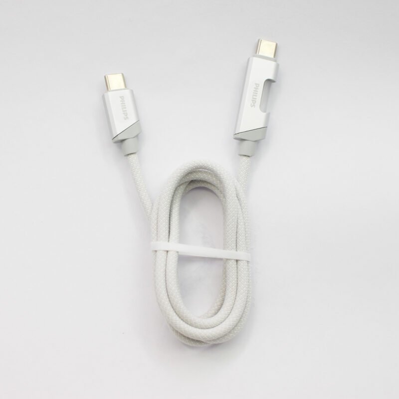 cable philips tipo c 3.2 a tipo c 60ws 1 mt con luz led trenzado white — vista 3
