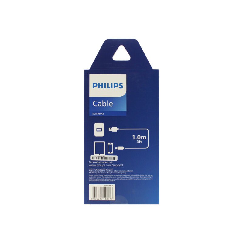 cable philips usb 3.0 a tipo c 3 amp 1 mt trenzado black — vista 3