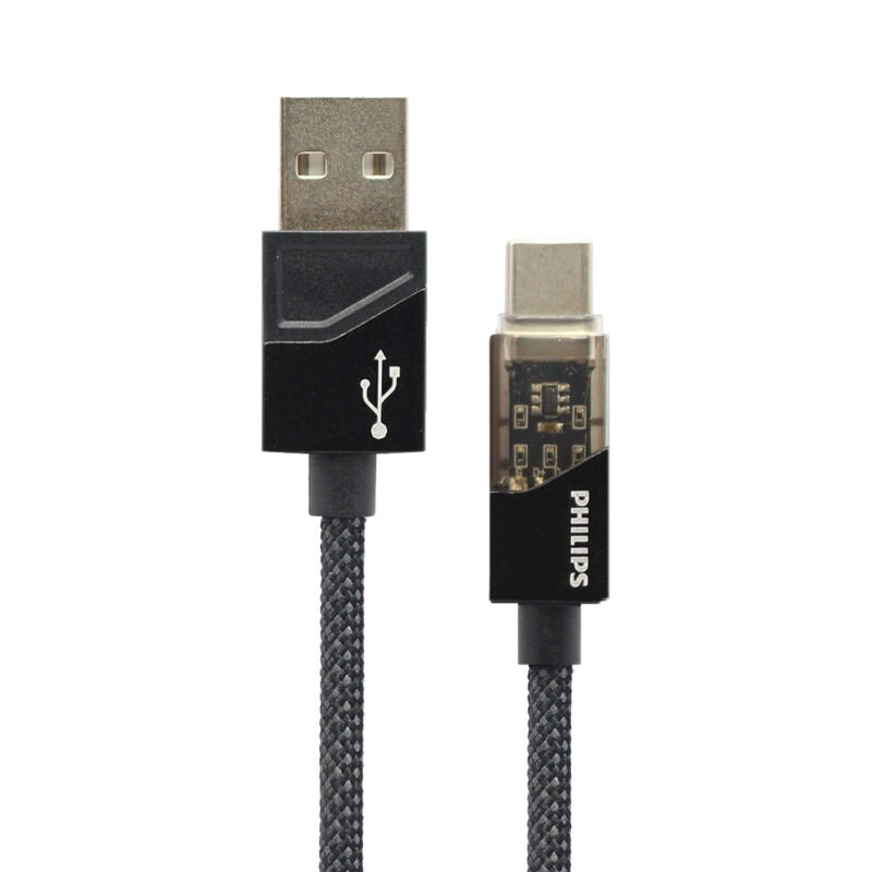 cable philips usb 3.0 a tipo c 3 amp 1 mt trenzado black — vista 4