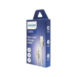 cable philips usb 3.0 a tipo c 3 amp 1 mt trenzado white