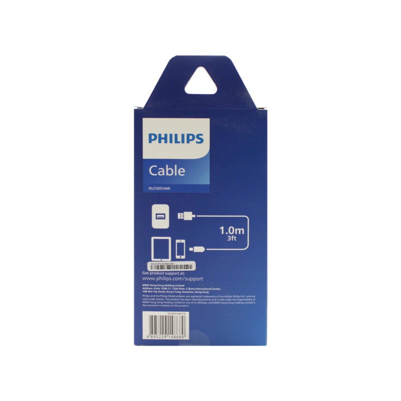 cable philips usb 3.0 a tipo c 3 amp 1 mt trenzado white — vista 4