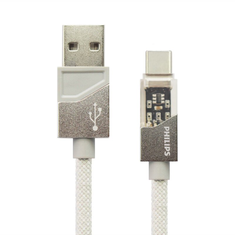 cable philips usb 3.0 a tipo c 3 amp 1 mt trenzado white — vista 3