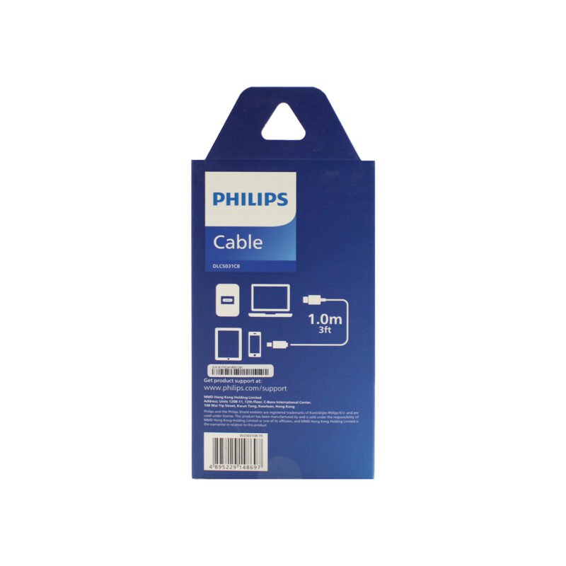 cable philips tipo c 3.2 a tipo c soporta 60ws 1 mt trenzado punta transparente black — vista 5