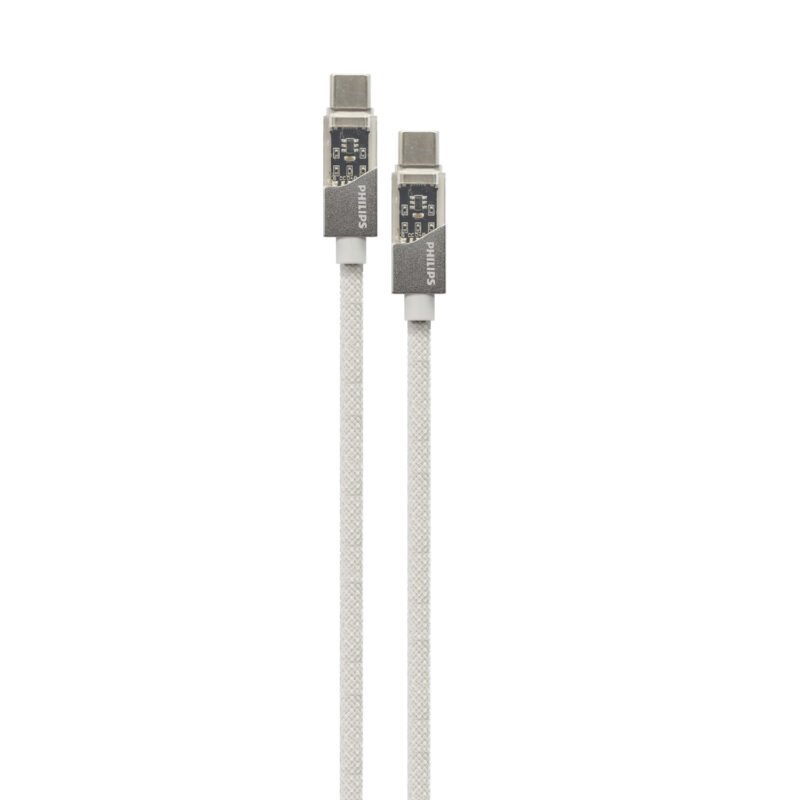 cable philips tipo c 3.2 a tipo c soporta 60ws 1 mt trenzado punta transparente white — vista 5