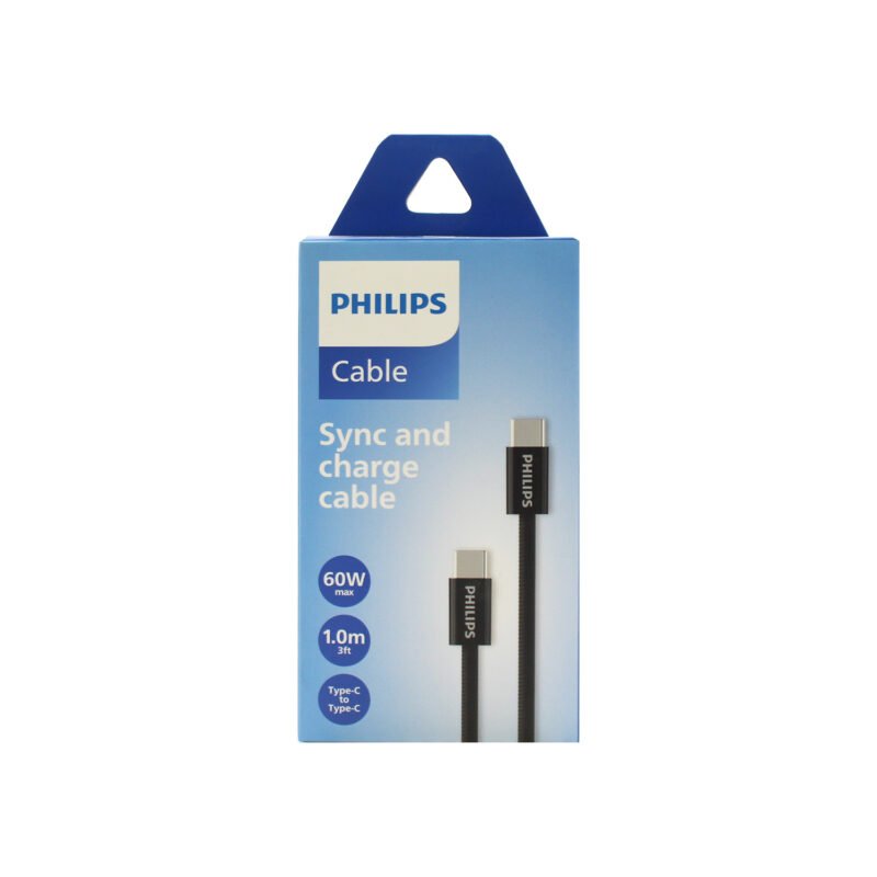 cable philips tipo c 3.2 a tipo c soporta 60ws 1 mt trenzado white