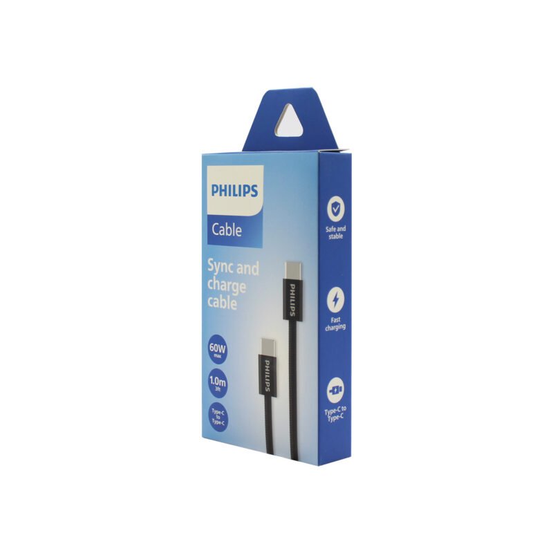 cable philips tipo c 3.2 a tipo c soporta 60ws 1 mt trenzado white — vista 2
