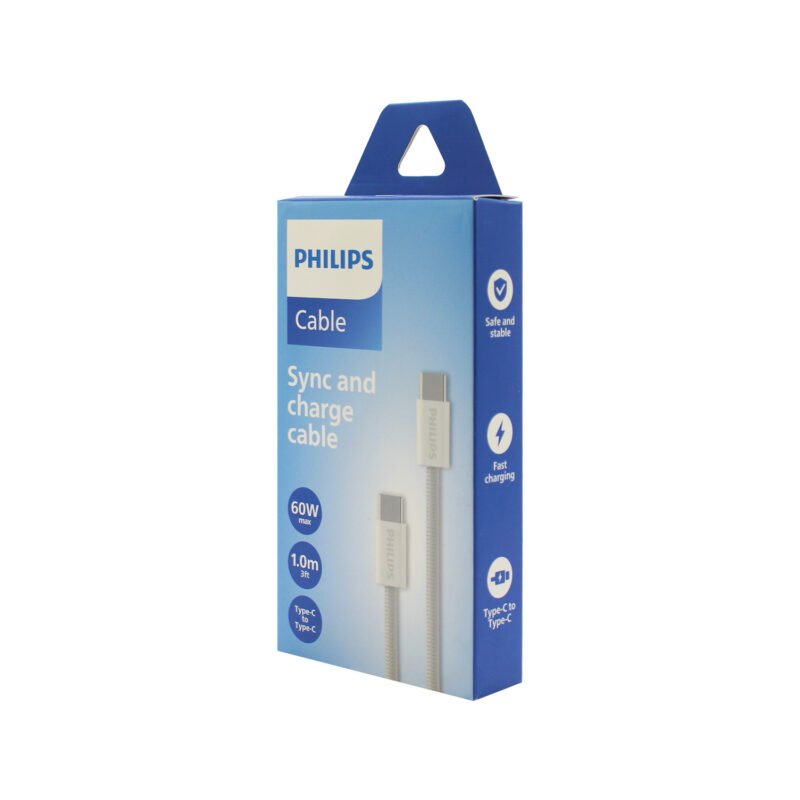 cable philips tipo c 3.2 a tipo c 60ws 1 mt trenzado white — vista 4