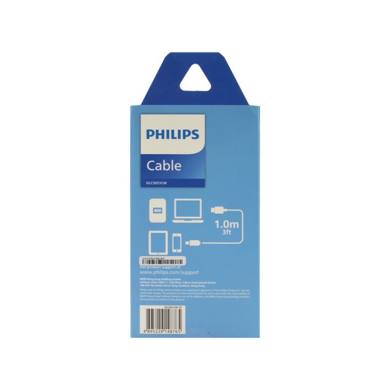 cable philips tipo c 3.2 a tipo c 60ws 1 mt trenzado white — vista 3
