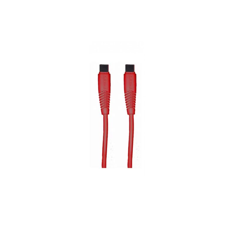 cable philips tipo c a tipo c, 1.2m, color, sincronizacion y carga, conector usb tipo c para carga rapida, usb 2.0. red black
