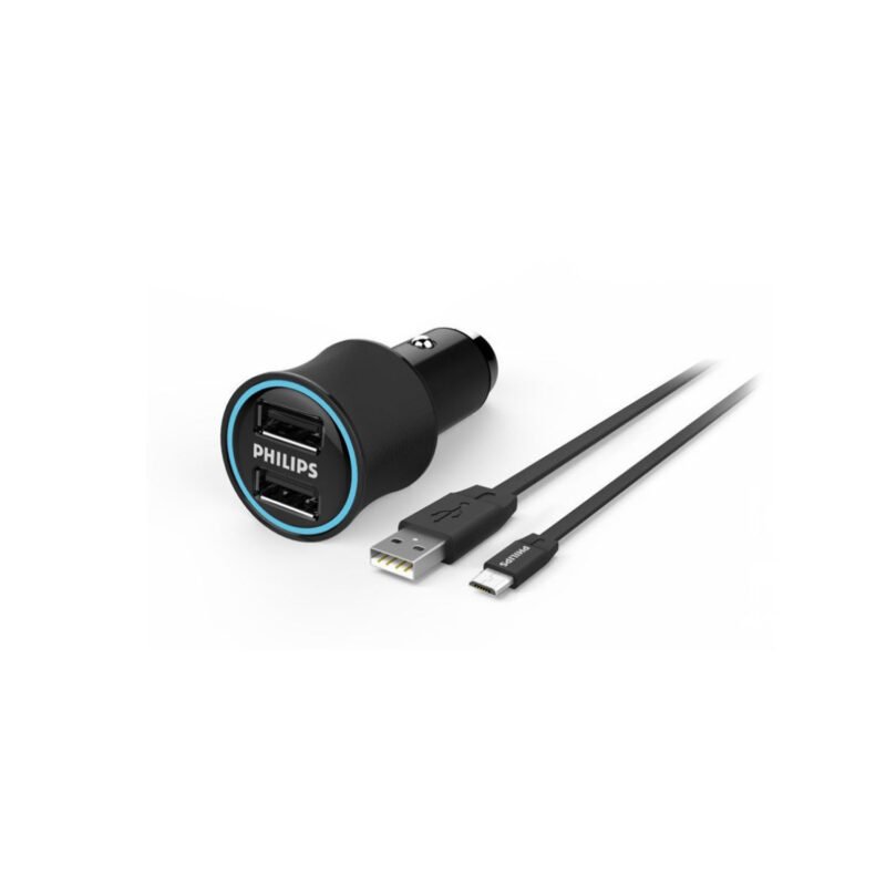 cargador philips para automovil usb doble ultra rapido 3,1a con cable — vista 4