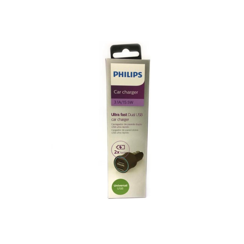 cargador philips para automovil usb doble ultra rapido 3,1a con cable — vista 5