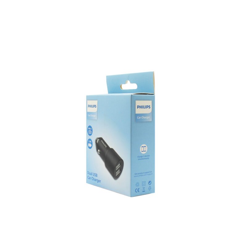 cargador philips para automovil 12v 12 watts doble usb 2,4 amp.black — vista 2