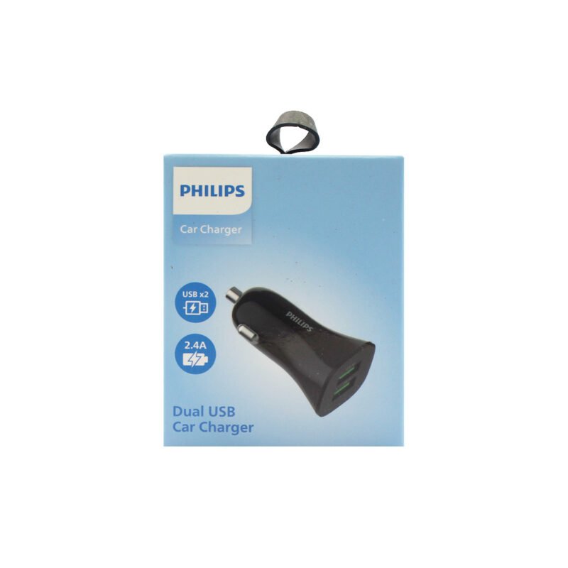 cargador philips para automovil 12v 12 watts 2 usb 2.4 amp black — vista 2