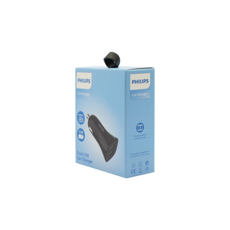 cargador philips para automovil 12v 12 watts 2 usb 2.4 amp black — vista 4