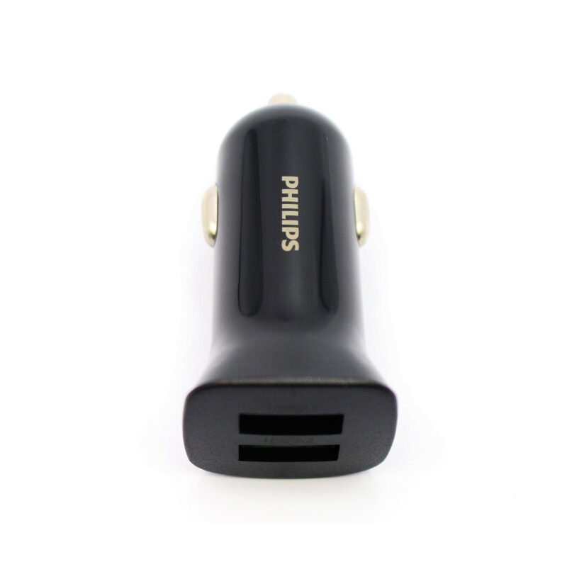 cargador philips para automovil 12v 12 watts 2 usb 2.4 amp black
