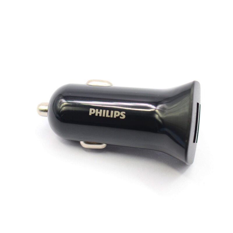 cargador philips para automovil 12v 12 watts 2 usb 2.4 amp black — vista 3