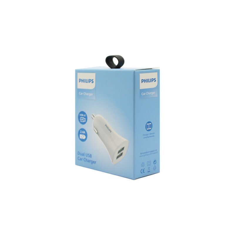cargador philips para automovil 12v 12 watts 2 usb 2.4 amp white — vista 2
