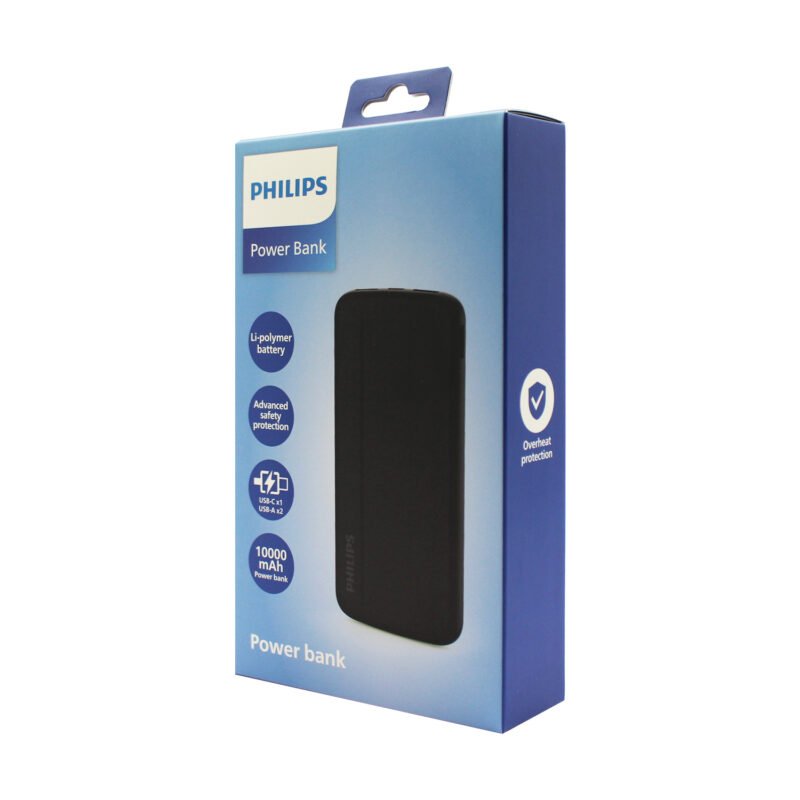 powerbank philips 10000mah 22,5ws fast charge salidas 2xusb a/1xtipo c black — vista 2