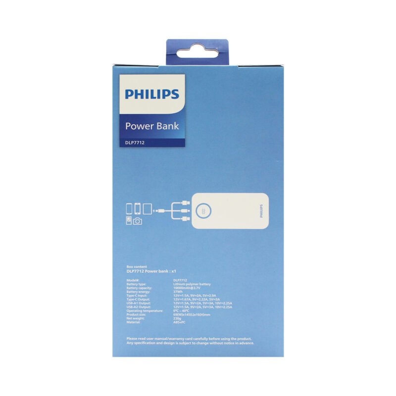 powerbank philips 10000mah 22.5ws pantalla led salidas 2xusb a/1xtipo c black — vista 3