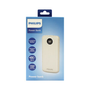 powerbank philips 10000mah 22.5ws pantalla led salidas 2xusb a/1xtipo c white