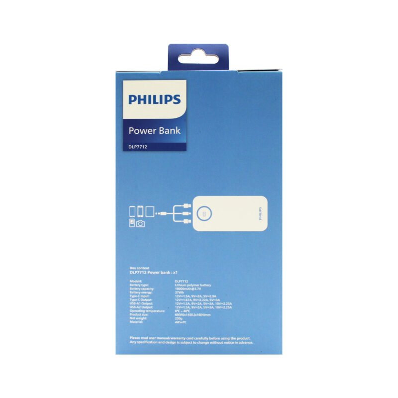 powerbank philips 10000mah 22.5ws pantalla led salidas 2xusb a/1xtipo c white — vista 3
