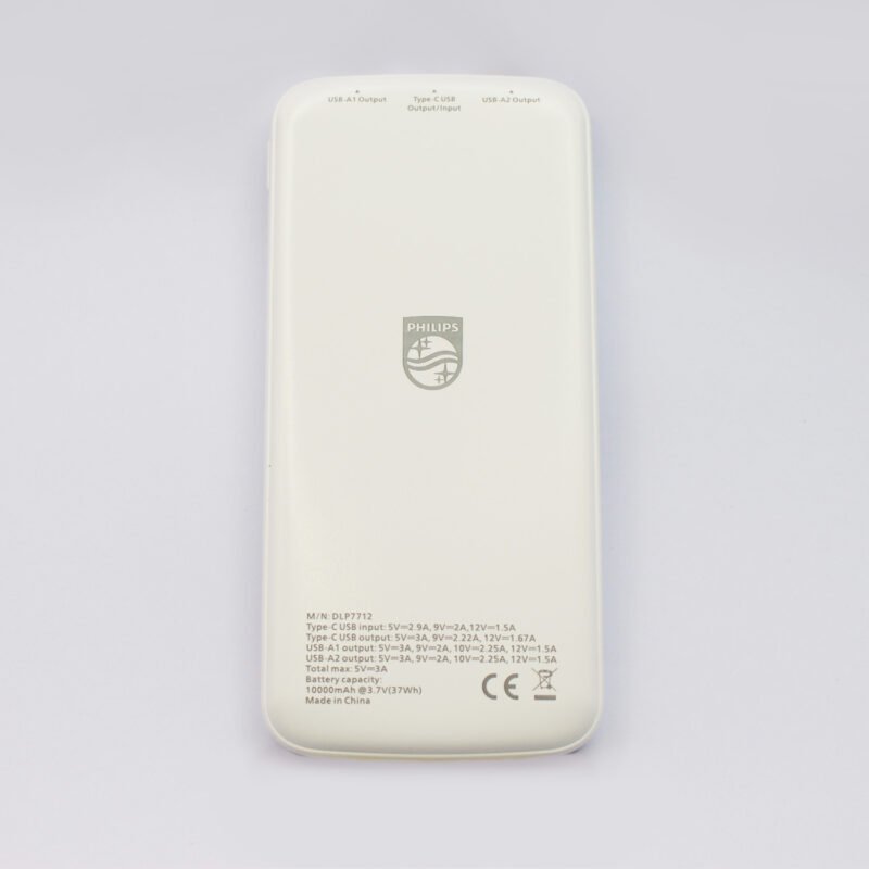 powerbank philips 10000mah 22.5ws pantalla led salidas 2xusb a/1xtipo c white — vista 5