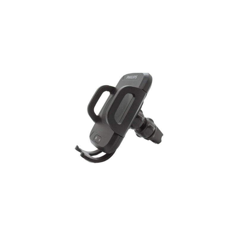 soporte philips para automovil con cargador inalambrico, brazos autoajustables, gira 360°, sensor infrarrojo, carga qi, incluye cable. — vista 3