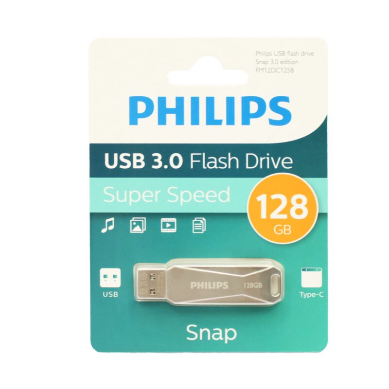 pendrive 128gb philips snap tipo c usb3.0 — vista 2