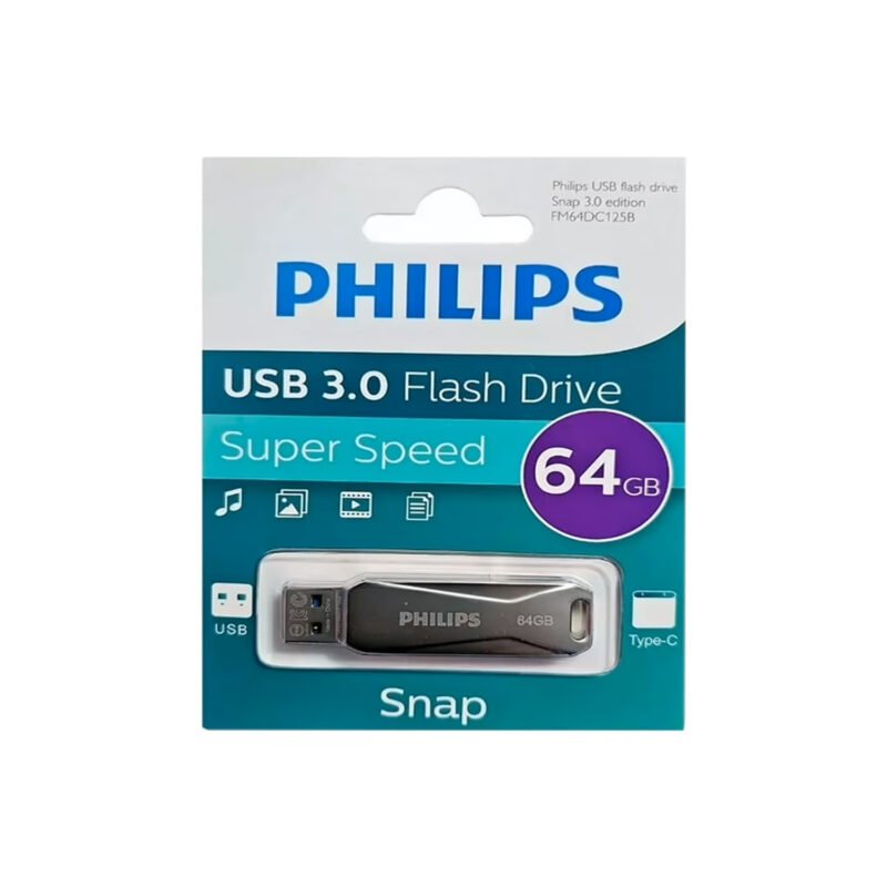 pendrive 64gb philips snap tipo c usb3.0