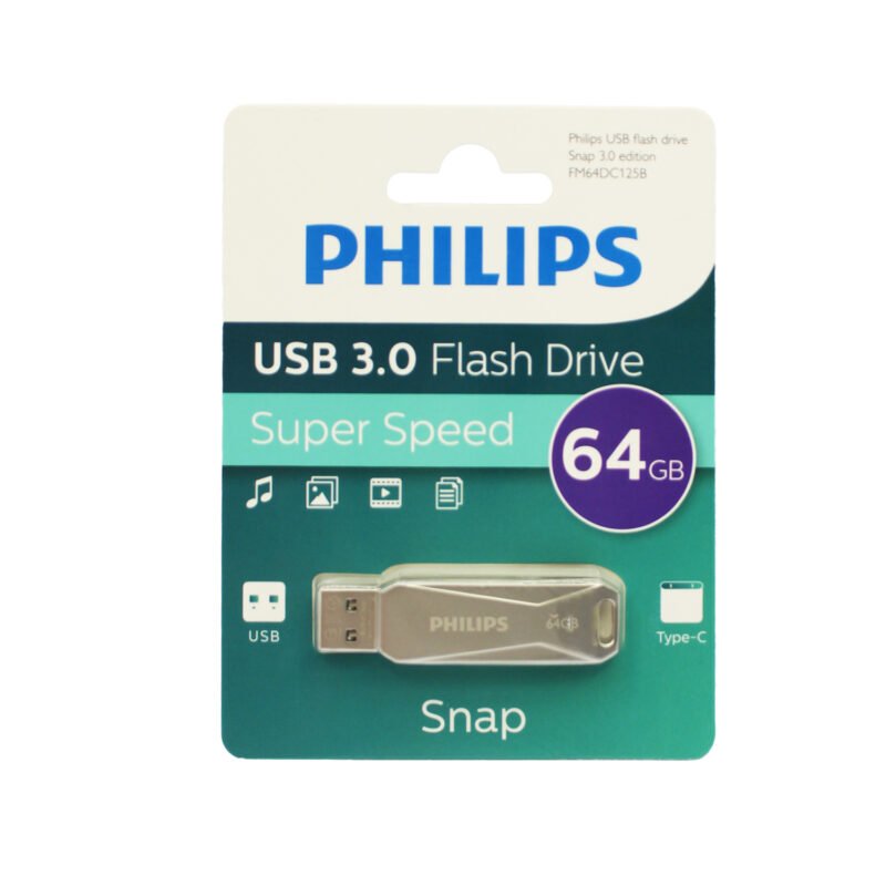 pendrive 64gb philips snap tipo c usb3.0 — vista 4