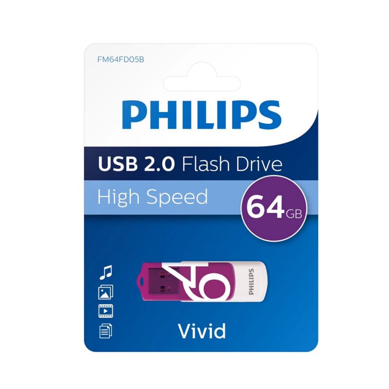 pendrive 64gb philips vivid usb2.0 — vista 2