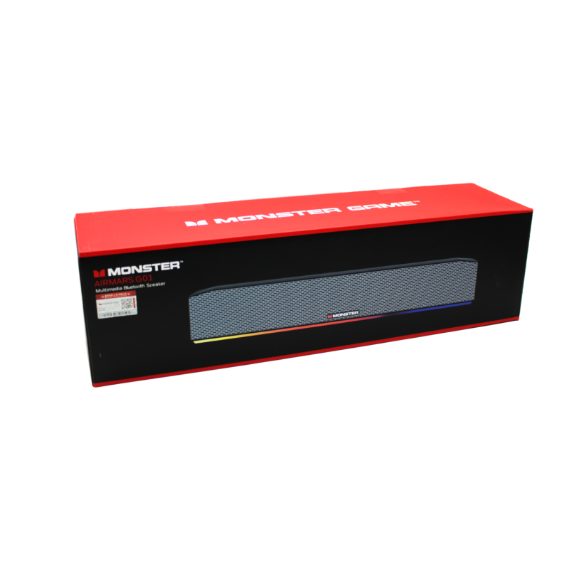 barra de sonido monster, entrada/salida usb, sonido estereo, potencia <25w, fuente usb, luz, conectores 3.5 audio plug. — vista 3