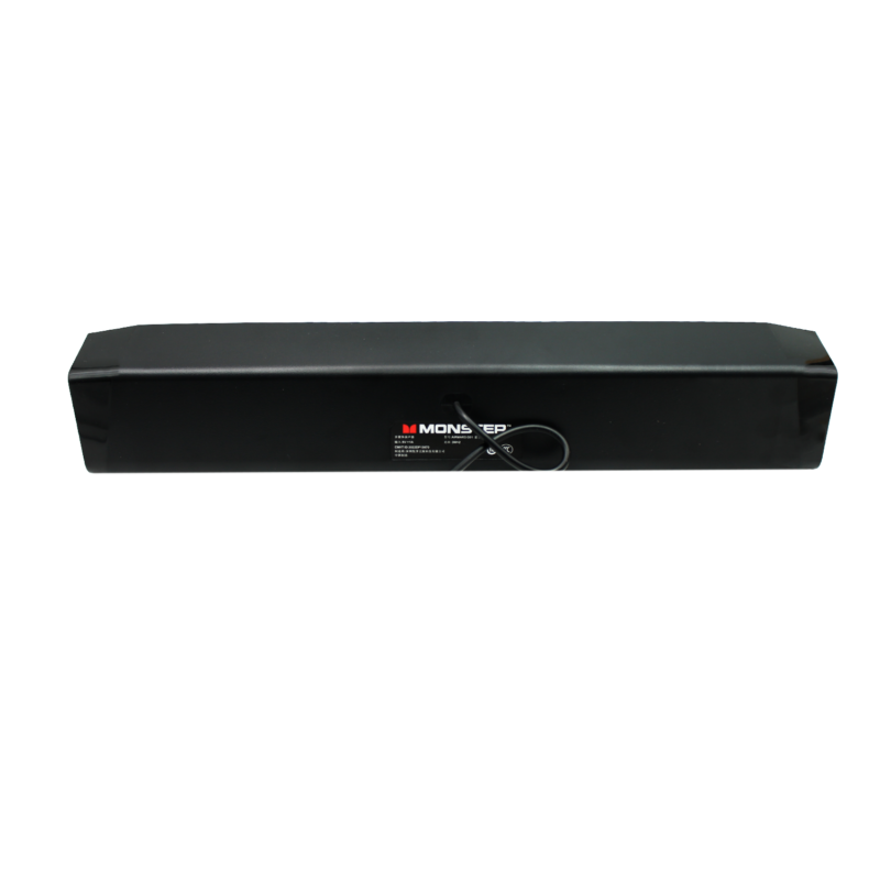 barra de sonido monster, entrada/salida usb, sonido estereo, potencia <25w, fuente usb, luz, conectores 3.5 audio plug. — vista 2
