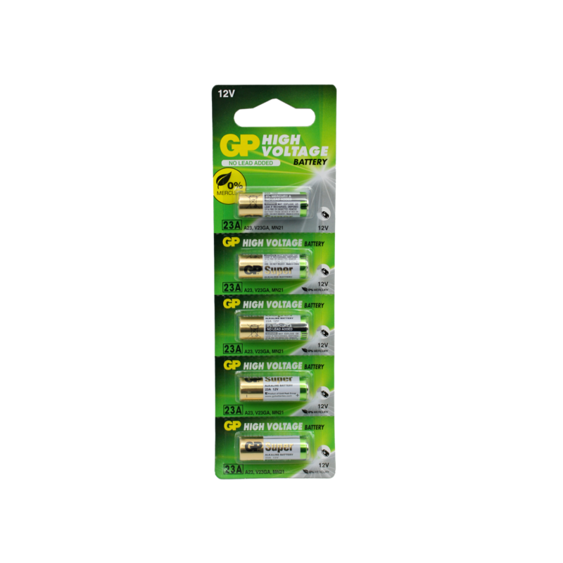 pila gp 23a c5, 12v/23a, bateria de litio, tira de 5 unidades.