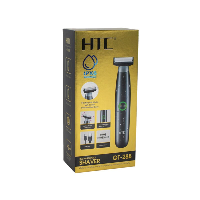 afeitadora inalambrica htc, cuchilla doble filo, 3 peines 1/3/5mm, lavable y carga tipo c. incluye cuchilla extra — vista 3