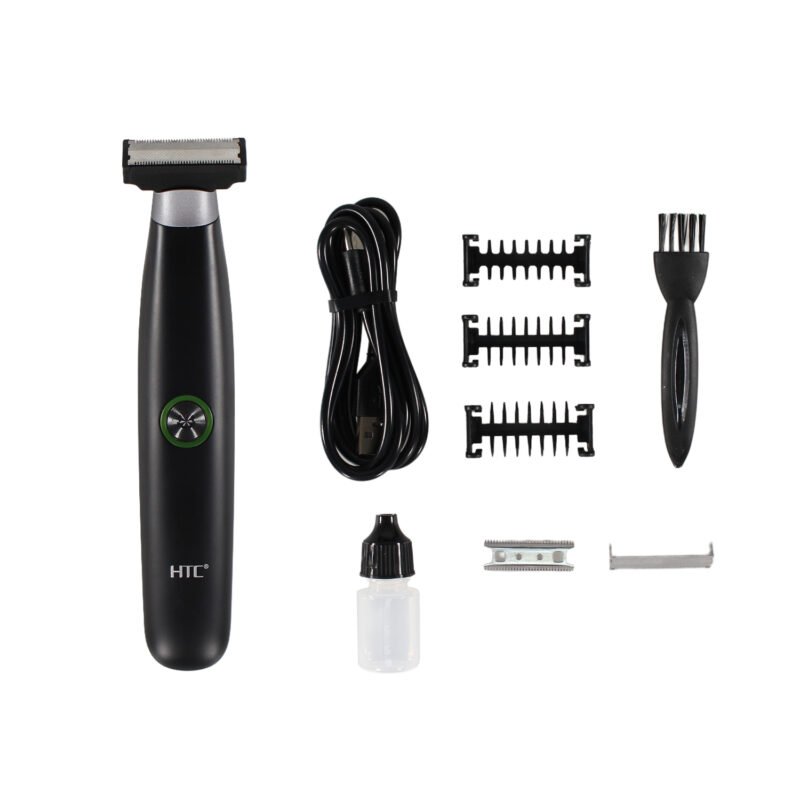 afeitadora inalambrica htc, cuchilla doble filo, 3 peines 1/3/5mm, lavable y carga tipo c. incluye cuchilla extra — vista 5