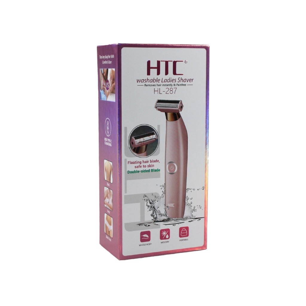 afeitadora inalambrica htc, cuchilla doble filo, 3 peines 1/3/5mm, lavable y recargable tipo c, incluye cuchilla extra