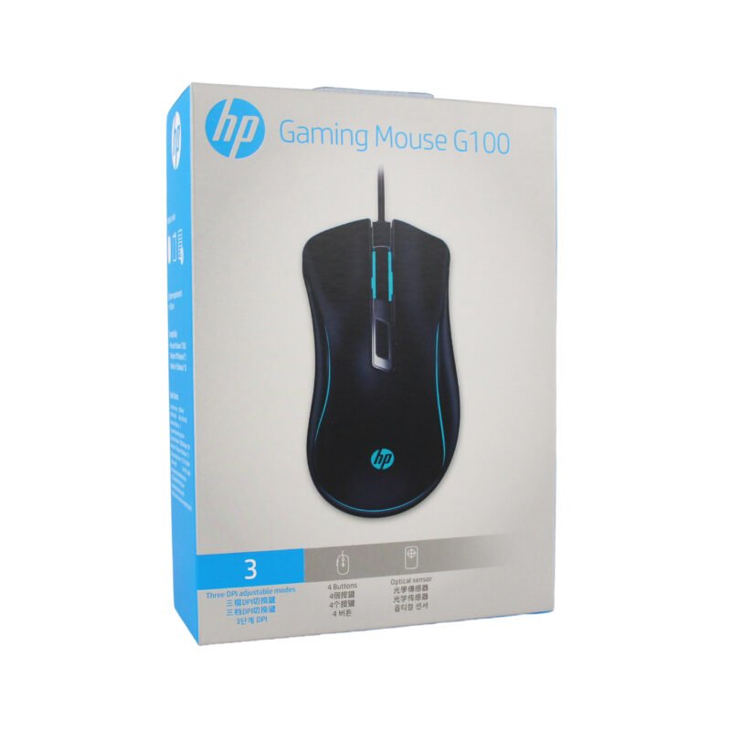 mouse hp g100 gamer, 4 botones, 800 dpi, color, con cable. black — vista 4