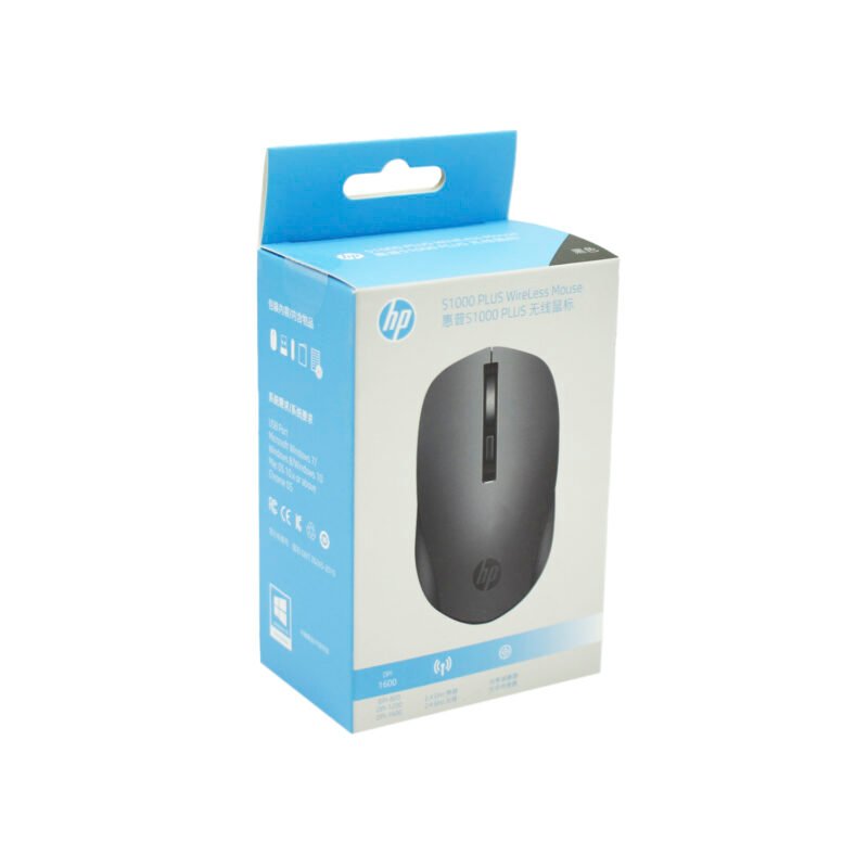 mouse hp inalambrico s1000 1600 dpi, 2.4 ghz, alimentado por bateria aa, alcance 10m, color. black — vista 3