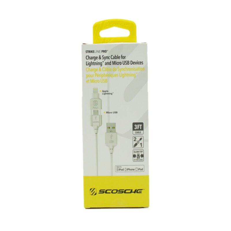 cable usb a lightning y micro usb (2 en 1), carga y datos, 1m, velocidad rapida, resistente.