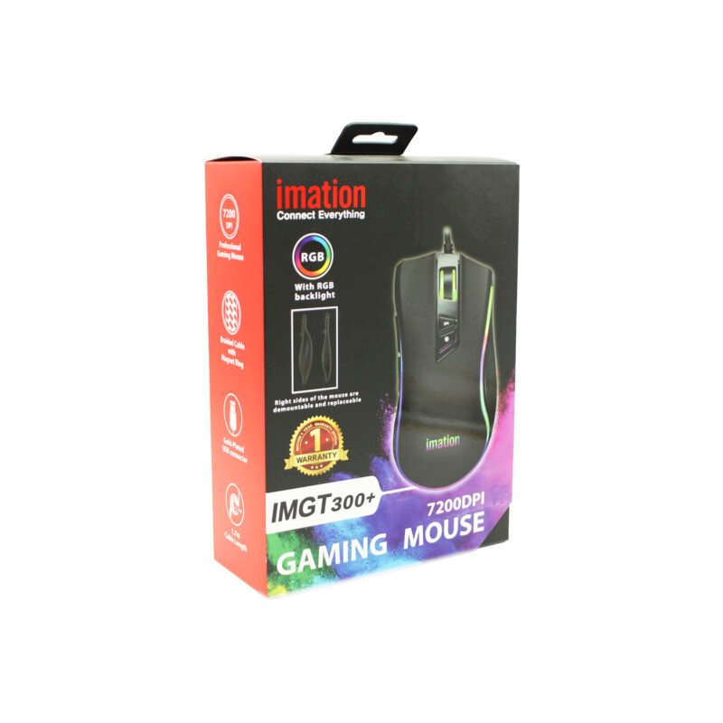 mouse imation imgt290, 7200 dpi, 10m clicks, rgb led 11 modos, 7 botones, cable 1.7m, conector usb oro. — vista 3