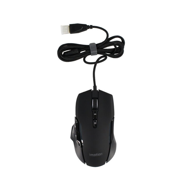mouse imation imgt300 7200 dpi, 10m clicks, rgb led 11 modos, 8 botones, cable 1.7m, conector usb oro.