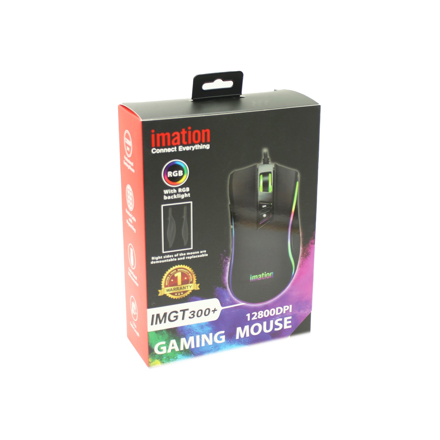 mouse imation imgt300 12800 dpi, 10m clicks, rgb led 11 modos, 8 botones, cable 1.7m, conector usb oro. mouse imation imgt300 12800 dpi, 10m clicks, rgb led 11 modos, 8 botones, cable 1.7m, conector usb oro.